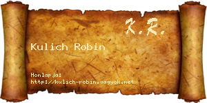Kulich Robin névjegykártya